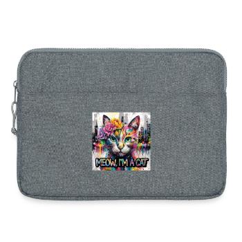 Kunstvolle Katze Version 2 - Laptoptasche 15" - Grau meliert - Vorne