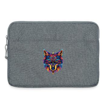 Illustration de Loup coloré - Sacoche pour ordinateur portable 15 pouces - gris chiné - Devant