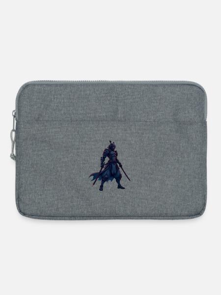 Cyber Samurai Krieger Illustration - Laptoptasche 15" - Grau meliert