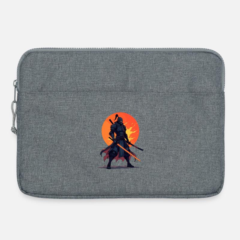 Dark Ninja Warrior with Fiery Blade - Laptop bag 15" - heather grey