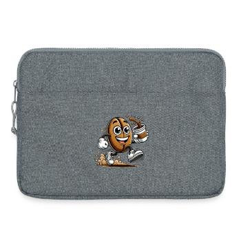 Café à emporter – Happy Coffee Bean - Sacoche pour ordinateur portable 15 pouces - gris chiné - Devant