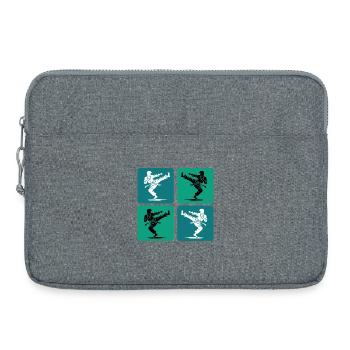 Silhouette de karaté – Style rétro - Sacoche pour ordinateur portable 15 pouces - gris chiné - Devant