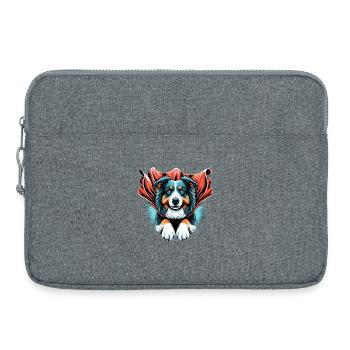 Super Dog Australian Shepherd Sheppie Gift - Laptop bag 15" - heather grey - Front