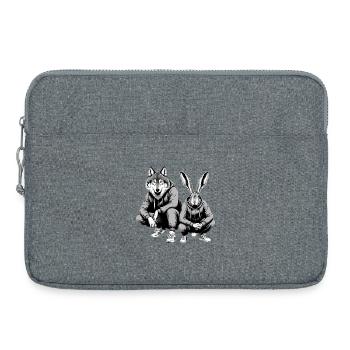 Slavic Squat Russian Squat Hare and Wolf Gift - Laptop bag 15" - heather grey - Front