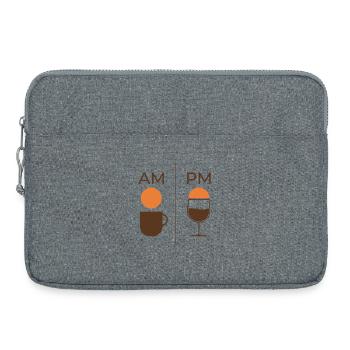 AM Coffee PM Wine – Kaffee & Wein Design - Laptoptasche 15" - Grau meliert - Vorne