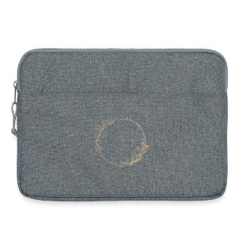 Delicate flower frame in pink and green - Laptop bag 15" - heather grey - Front