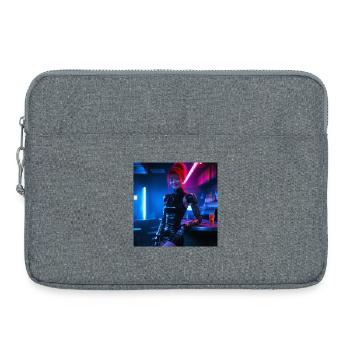 N-dless Nights : Fille cyberpunk dans un bar - Sacoche pour ordinateur portable 15 pouces - gris chiné - Devant