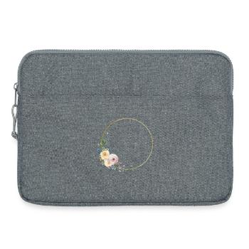 Colorful Floral Wreath, Personalizable - Laptop bag 15" - heather grey - Front
