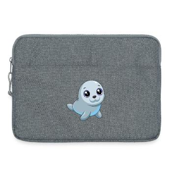 Bébé phoque aux grands yeux brillants - Sacoche pour ordinateur portable 15 pouces - gris chiné - Devant
