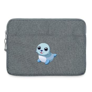 Bébé phoque aux grands yeux brillants - Sacoche pour ordinateur portable 15 pouces - gris chiné - Devant