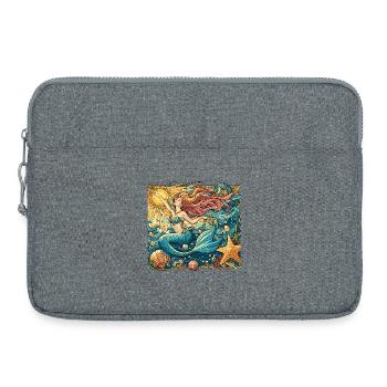 Meerjungfrau Nixe rote Haare Art Nouveau Geschenk - Laptoptasche 15" - Grau meliert - Vorne