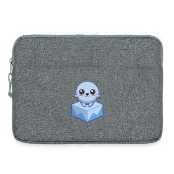 Baby-Pixelsiegel auf einem Eiswürfel - Laptoptasche 15" - Grau meliert - Vorne