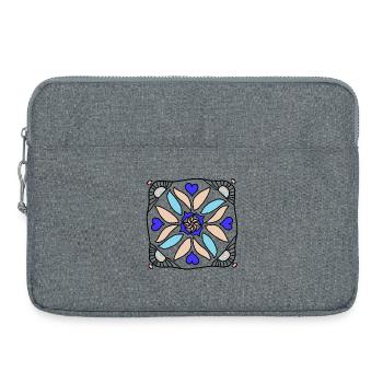 Mandala Cercle de Fleurs en Beige Bleu - Sacoche pour ordinateur portable 15 pouces - gris chiné - Devant
