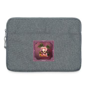 Paraíso Rosa, un flamenco doux dans un paradis - Sacoche pour ordinateur portable 15 pouces - gris chiné - Devant