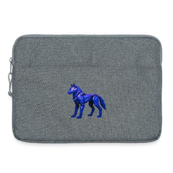 Illustration numérique futuriste de loup - Sacoche pour ordinateur portable 15 pouces - gris chiné - Devant