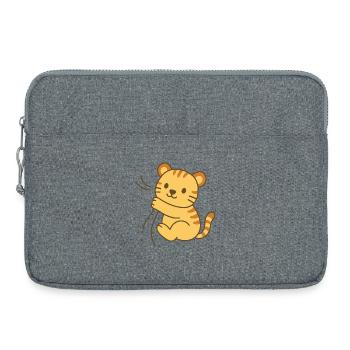 Snuggle Tiger Cub - Cuddly Tiger Baby - Laptop bag 15" - heather grey - Front