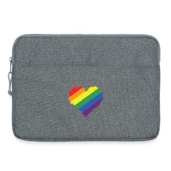 Regenbogen Herz Pride Flagge Farben LGBTQ+ Grunge - Laptoptasche 15" - Grau meliert - Vorne