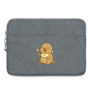 Bébé lion de mer – Drôle d’ami de la mer - Sacoche pour ordinateur portable 15 pouces - gris chiné - Devant