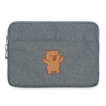 Bébé wombat heureux dansant - Sacoche pour ordinateur portable 15 pouces - gris chiné - Devant