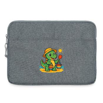Dinosaure ludique avec accessoires d’été - Sacoche pour ordinateur portable 15 pouces - gris chiné - Devant