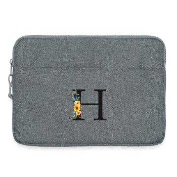 H Monogramm, Floral, personalisierbar - Laptoptasche 15" - Grau meliert - Vorne