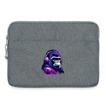 Motif gorille futuriste avec casque - Sacoche pour ordinateur portable 15 pouces - gris chiné - Devant