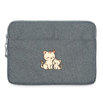 Mom cat and baby kitten cuddling and laughing - Laptop bag 15" - heather grey - Front