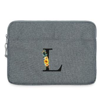 L Monogram, Floral, Personalizable - Laptop bag 15" - heather grey - Front