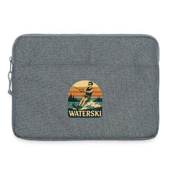 Illustration d’aventure de ski nautique - Sacoche pour ordinateur portable 15 pouces - gris chiné - Devant