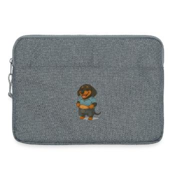 Teckel au ventre riche - Sacoche pour ordinateur portable 15 pouces - gris chiné - Devant