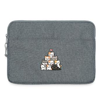 Kawaii Katzenpyramide mit Herz – Süßes Cartoon Cat - Laptoptasche 15" - Grau meliert - Vorne