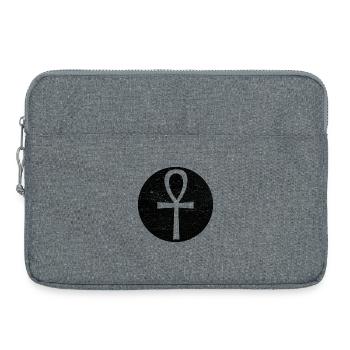 Egyptian Cross Ankh in Black Circle - Laptop bag 15" - heather grey - Front