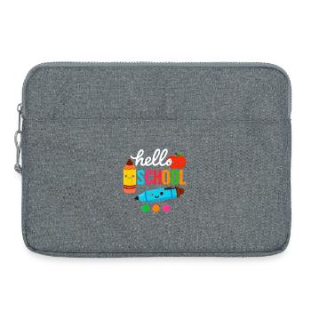Hello School Shirt Schulanfang Kawaii Style - Laptoptasche 15" - Grau meliert - Vorne