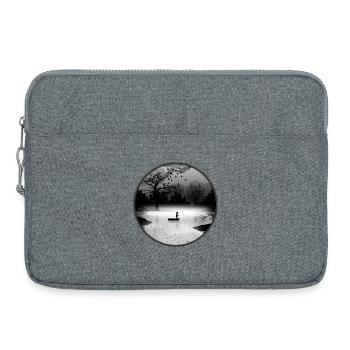 Anglers in a quiet natural setting – silhouette style - Laptop bag 15" - heather grey - Front