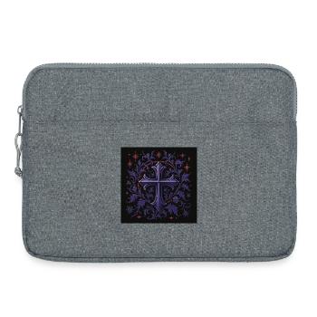 Croix gothique lavande design floral - Sacoche pour ordinateur portable 15 pouces - gris chiné - Devant