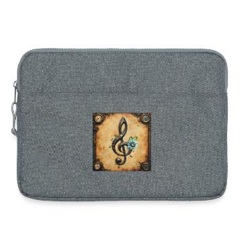 Clé mécanique et fleurs au rythme des horloges. - Sacoche pour ordinateur portable 15 pouces - gris chiné - Devant