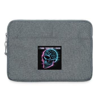 Cyberpunk Neon Totenschädel - Laptoptasche 15" - Grau meliert - Vorne