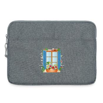 Summer window with flower box - Laptop bag 15" - heather grey - Front