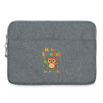 Mein 1. Schultag | Eule mit Schultüte & Schleife - Laptoptasche 15" - Grau meliert - Vorne