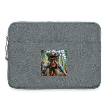 Matsch im Gesicht – Glück im Herz - Laptoptasche 15" - Grau meliert - Vorne
