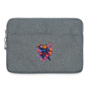 Samurai-style cat warrior - Laptop bag 15" - heather grey - Front