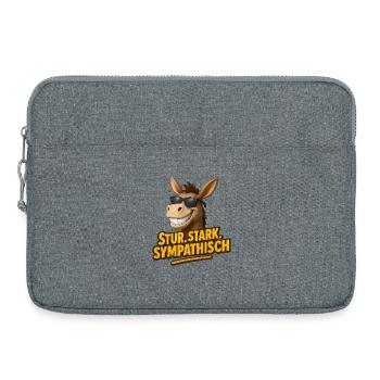 Têtu, fort, sympathique – L’âne avec du style - Sacoche pour ordinateur portable 15 pouces - gris chiné - Devant