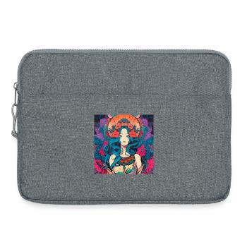 Mystic Flower Woman Rock Art Nouveau Psychédélique - Sacoche pour ordinateur portable 15 pouces - gris chiné - Devant