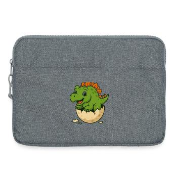 Cute dinosaur offspring on egg - Laptop bag 15" - heather grey - Front