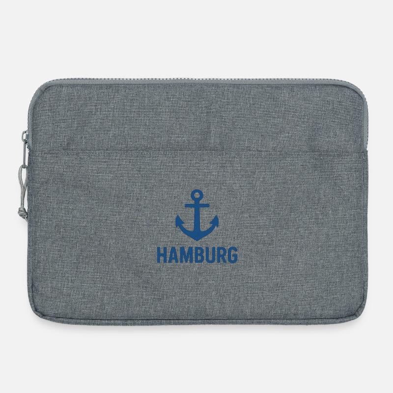 Hambourg avec ancre - Sacoche pour ordinateur portable 15 pouces - gris chiné