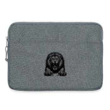 Lion Noir Tête de Fantaisie - Sacoche pour ordinateur portable 15 pouces - gris chiné - Devant