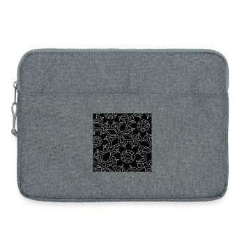 Ingénieux motif floral dentelle blanche noire - Sacoche pour ordinateur portable 15 pouces - gris chiné - Devant