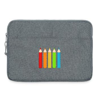 Lebendiges Farbstift-Array-Design - Laptoptasche 15" - Grau meliert - Vorne