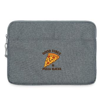 Illustration de tranche de pizza heureuse - Sacoche pour ordinateur portable 15 pouces - gris chiné - Devant