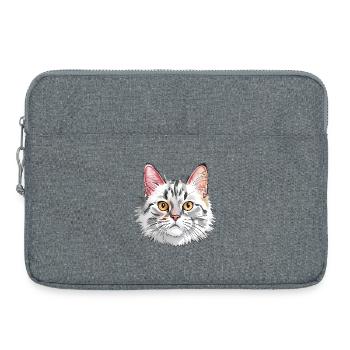 Realistische Katzenporträt-Illustration - Laptoptasche 15" - Grau meliert - Vorne